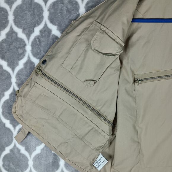 Woodfield Fishing Utility Vest Men Size Large Tan Multi Pocket Outdoor Travel - Picture 9 of 11
